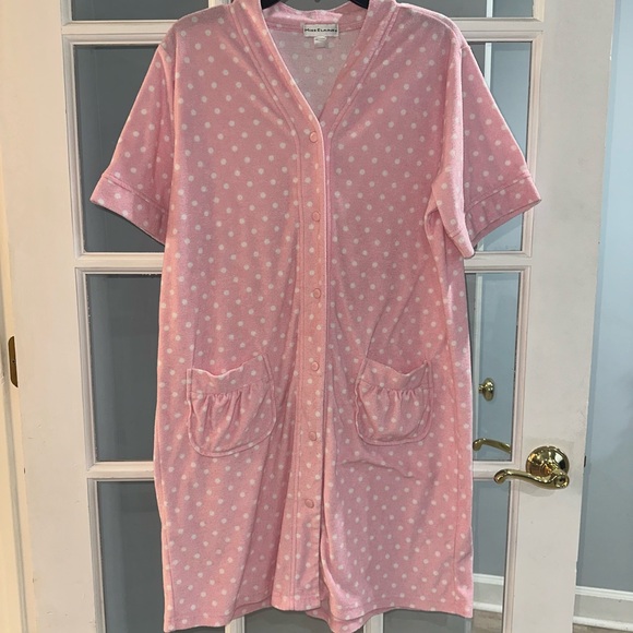 Miss Elaine Other - Miss Elaine Cotton Terry Robe House Dress sz Large Pink snap Front 2 Pockets